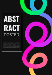 Abstract poster with rainbow wavy line. Flyer, banner cover, with squiggle iridescent gradient elements design.
