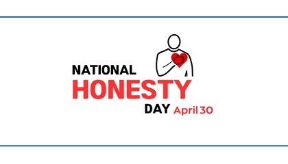 Illustration of National Honesty Day on April 30 with a drawing of a person putting his hand over his heart, symbolizing honor. Celebrating National Honesty Day.