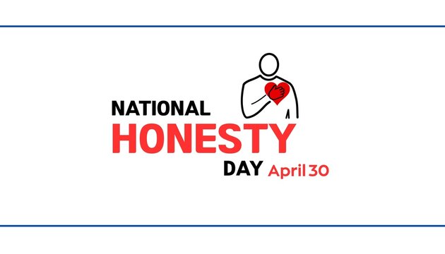 Illustration of National Honesty Day on April 30 with a drawing of a person putting his hand over his heart, symbolizing honor. Celebrating National Honesty Day. - Powered by Adobe