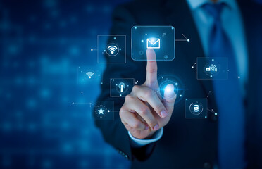 Obraz premium Businessman Touching Technological Interface