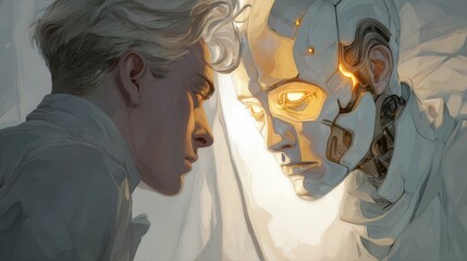 Human and Robot Connection in a Futuristic and Artistic Setting