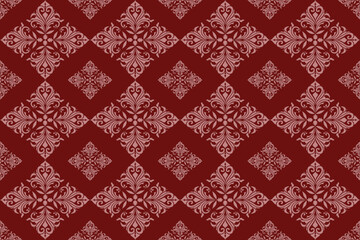 This design features a traditional Thai textile pattern with symmetrical, intricate motifs in a repeating layout, commonly seen in woven fabrics from Thailand.