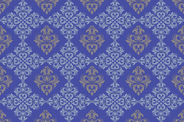 This design features a traditional Thai textile pattern with symmetrical, intricate motifs in a repeating layout, commonly seen in woven fabrics from Thailand.