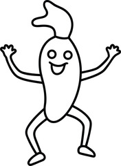 Outline Drawing of Fun Vegetables Dance.
