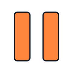 Flat Style Pause Symbol Composed of Two Tall Rounded Rectangles Commonly Used in Media Applications