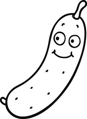 Playful Cucumber Line Drawing Illustration.