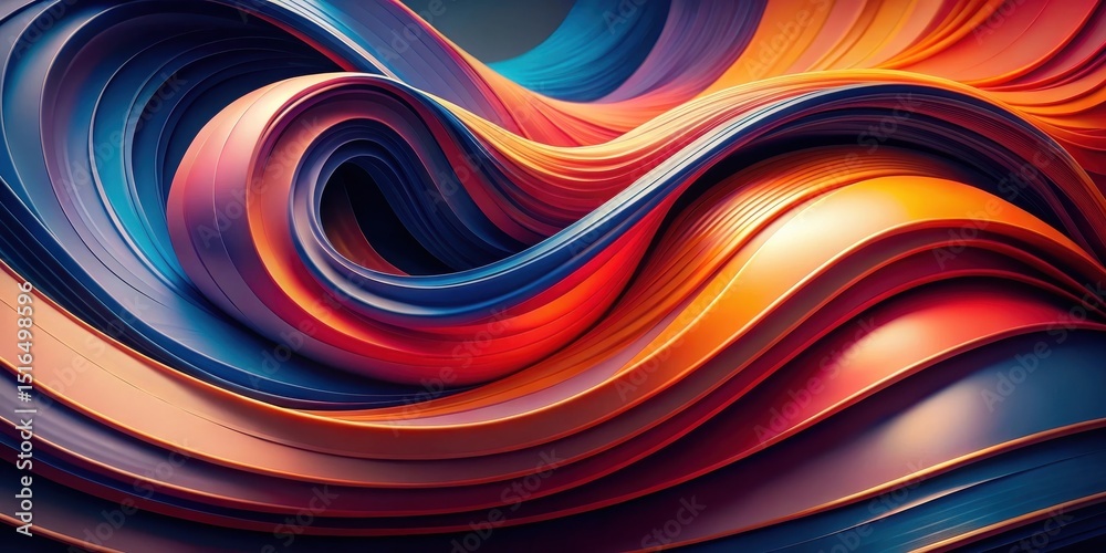 Aufkleber abstract swirling vibrant hues of blue and orange creating a dynamic and energetic visual flow