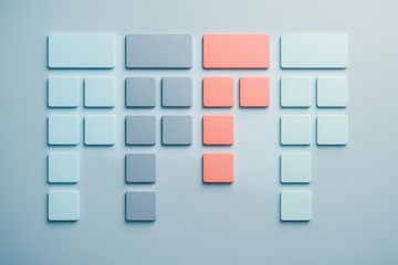 This illustrates strategy and decision-making through a clean organized kanban-style board pastel tiles symbolizing business workflow and efficient planning