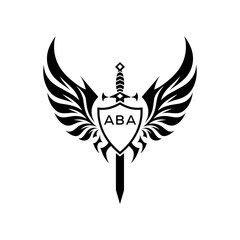 Obraz premium ABA letter logo. Wings of Valor ABA Emblem. ABA Warrior Seal. 