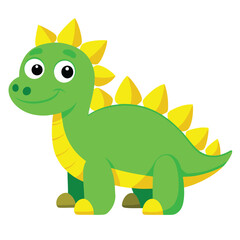 Fototapeta premium Cartoon Stegosaurus with Big Eyes, Green Body, and Yellow Plates Illustration