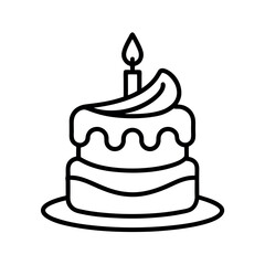 Birthday Cake Candle Outline Line Art