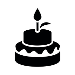 Candle Birthday Cake Black Vector Art