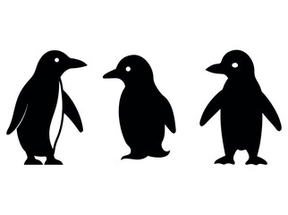 Naklejka premium Penguin Silhouettes for Design Projects, penguin, silhouettes, black and white, animal, birds, cute, simple, graphic, design elements, illustrations, vector, clip art, animals, wildlife, stationery, w