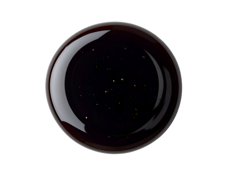 realistic black soy sauce drop with glossy surface and air bubbles on isolated background for asian cuisine and cooking ingredient
