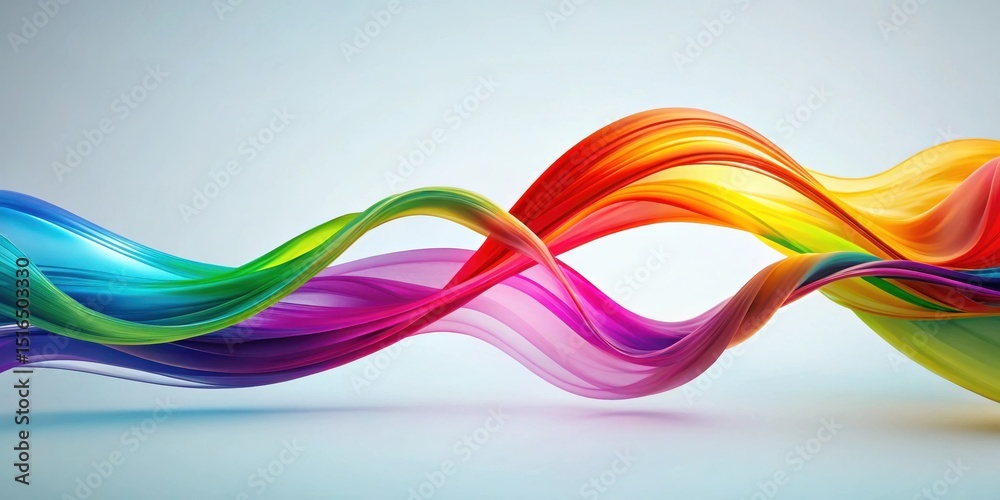 Aufkleber Abstract Colorful Flowing Fabric Design  A vibrant, dynamic composition of multicolored ribbons creating a visually captivating and energetic wave-like pattern.