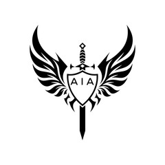 Obraz premium AIA Warrior Seal . AIA letter logo. Wings of Valor AIA Emblem . 