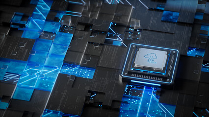 EDGE chips in circuit-filled environments, promotional graphics for advanced technologies using centralized edge chips as well as on-board chips