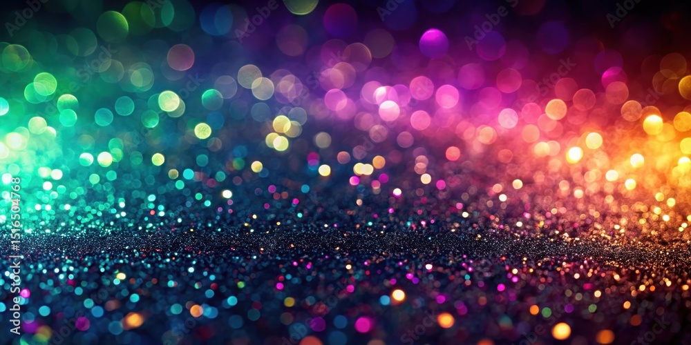 Poster Shimmering Sparkle Background with Vivid Bokeh Lights and Glittering Texture