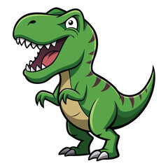 Fototapeta premium Cartoon Tyrannosaurus Rex with Sharp Teeth and an Angry Expression on a White Background