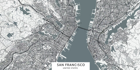 Detailed map of san francisco bay area with roads and waterways