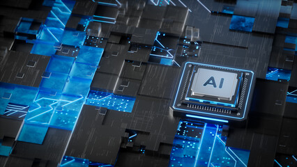 The Glowing AI Chip at the Heart of Advanced Digital Architecture