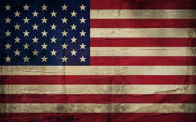 Fototapeta premium Vintage American Flag Display with Weathered Texture and Patriotic Themes