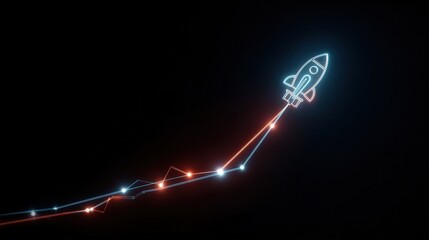 Growth Chart Rocket Launch Success Trajectory Business Progress Innovation Concept Upward Trend Financial Graph Startup Journey Achievement Visual Data
