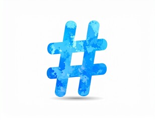 Obraz premium Watercolor Blue Hashtag Symbol
