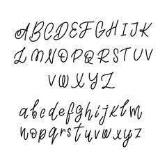Elegant hand-drawn cursive English alphabet in uppercase and lowercase letters. Perfect for calligraphy, lettering, education, crafts, and design projects.