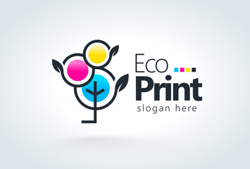 Eco Print Logo. Abstract Tree Printing theme. Template design vector. White background