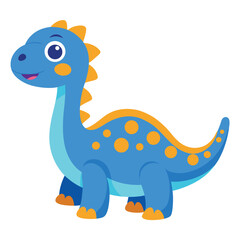 Naklejka premium Cute Cartoon Brachiosaurus Illustration Blue Dinosaur with Yellow Spots and Spikes Design