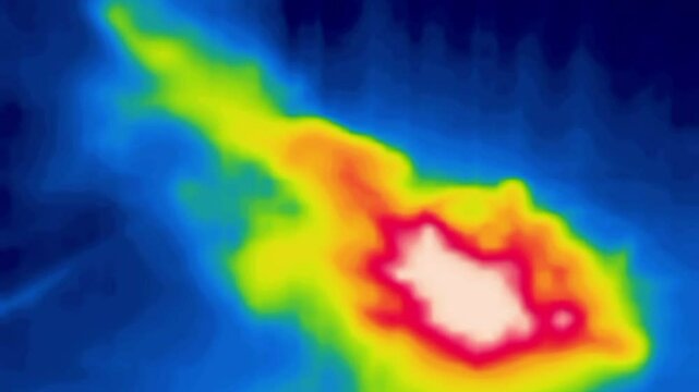 The flame of the campfire. Image thermal imager device.