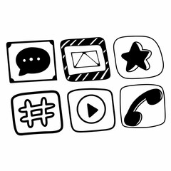Social & Communication Icon Set – 20 Flat or Line Icons in Bright Playful Style

