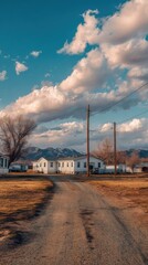 Fototapeta premium A stunning image of empty Mobile Home Park on a Rural Road.