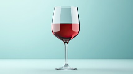 Elegant glass of red wine evoking feelings of relaxation and sophistication on a calming blue table with a seamless