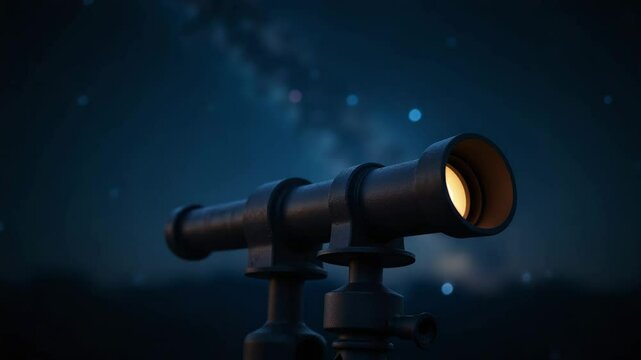 Vintage telescope pointing at the night sky  representing exploration and discovery
