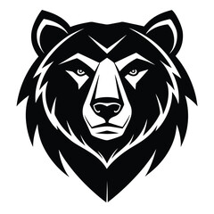 Fototapeta premium Powerful Black and White Bear Head Illustration with Detailed Fur Design