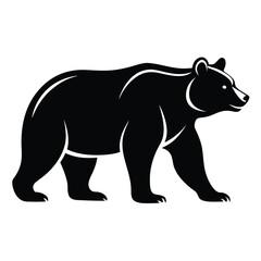 Obraz premium Powerful Black Bear Walking Silhouette Illustration for Wildlife and Nature Designs