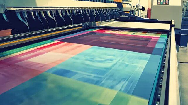 Industrial printing press in action
