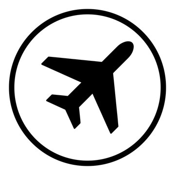 Plane airport round icon