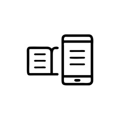 Fototapeta premium Digital e-reader with smartphone and open book icon 