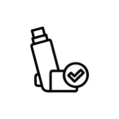 Asthma inhaler with checkmark icon for health and wellness  