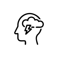 Cloud and lightning icon representing  mind with storm cloud emotional overload