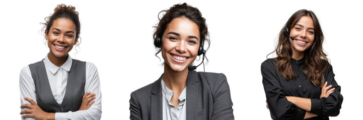 Customer service representatives office portrait professional smiling on transparent background