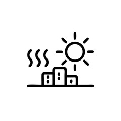 Sun emitting heat over three blocks on a plain background  