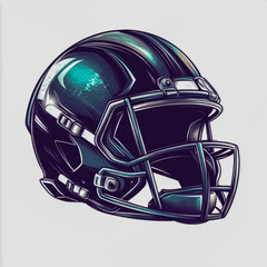 Futuristic Football Helmet Logo with Metallic Textures Bold Outlines High Contrast Dynamic Angles Sporty and Aggressive Design on Clean White Background.