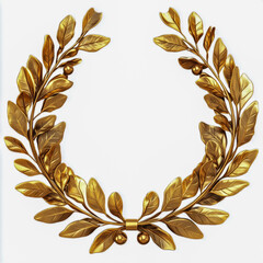 Gold award laurel wreath accessories decoration chandelier isolated on white background.