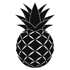 Obraz premium Stylized Black and White Pineapple Illustration with Geometric Patterns and Leafy Crown