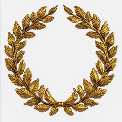 Gold award laurel wreath accessories decoration chandelier isolated on white background.