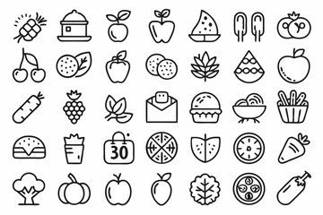 Fresh food organic farmer line icons a single icon set for branding and design projects